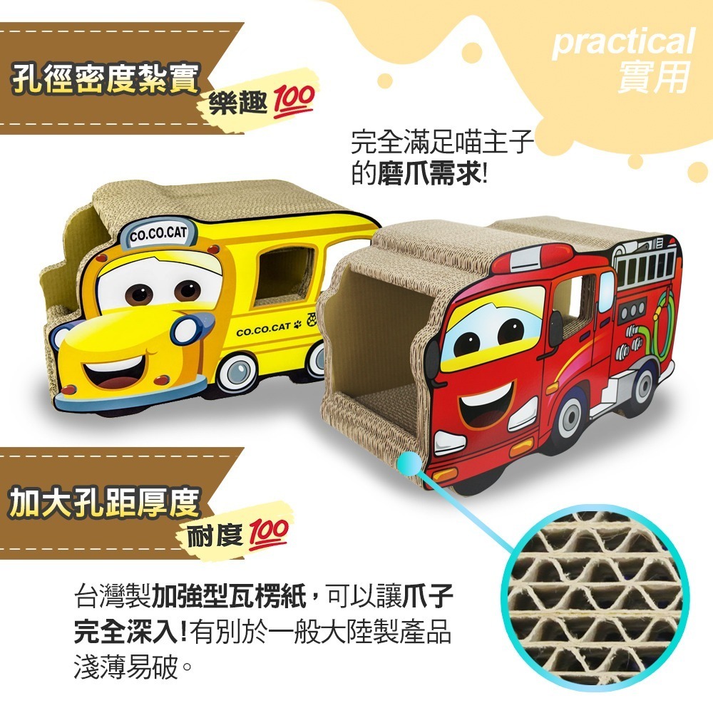 【Co.Co.Cat 酷酷貓 】人氣玩具車系列-100%台灣製貓抓板(三款可選)-細節圖6