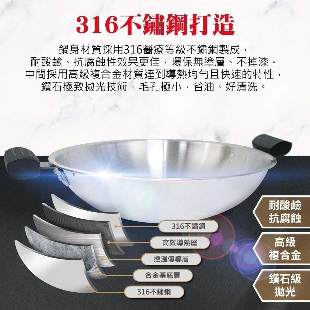 【SILWA西華】極光PLUS316不鏽鋼炒鍋40cm-細節圖4