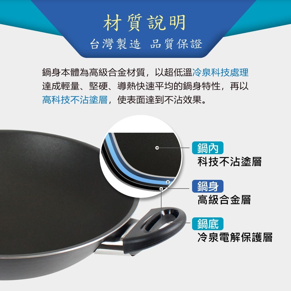 【SILWA 西華】飛揚冷泉不沾炒鍋35cm(無蓋)-細節圖2