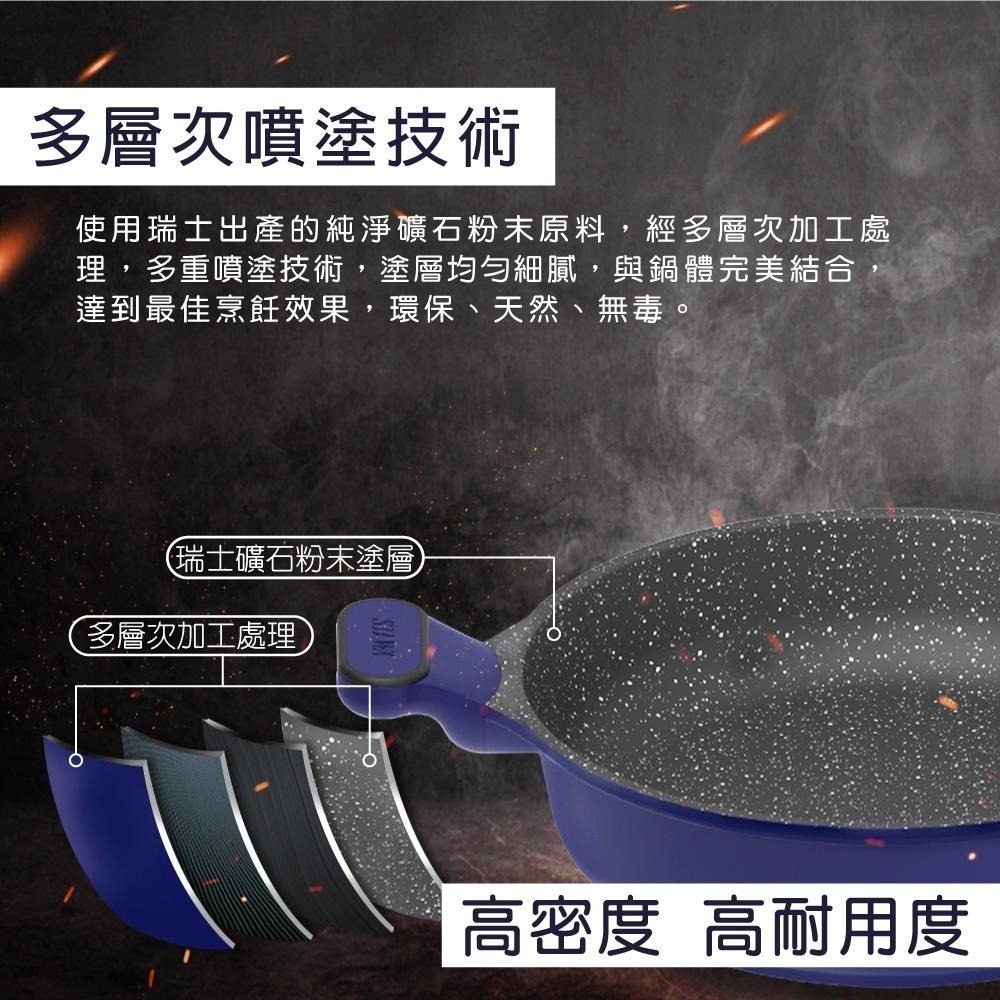 【SILWA 西華】瑞士黑岩不沾深煎鍋28cm(曾國城熱情推薦)-細節圖4