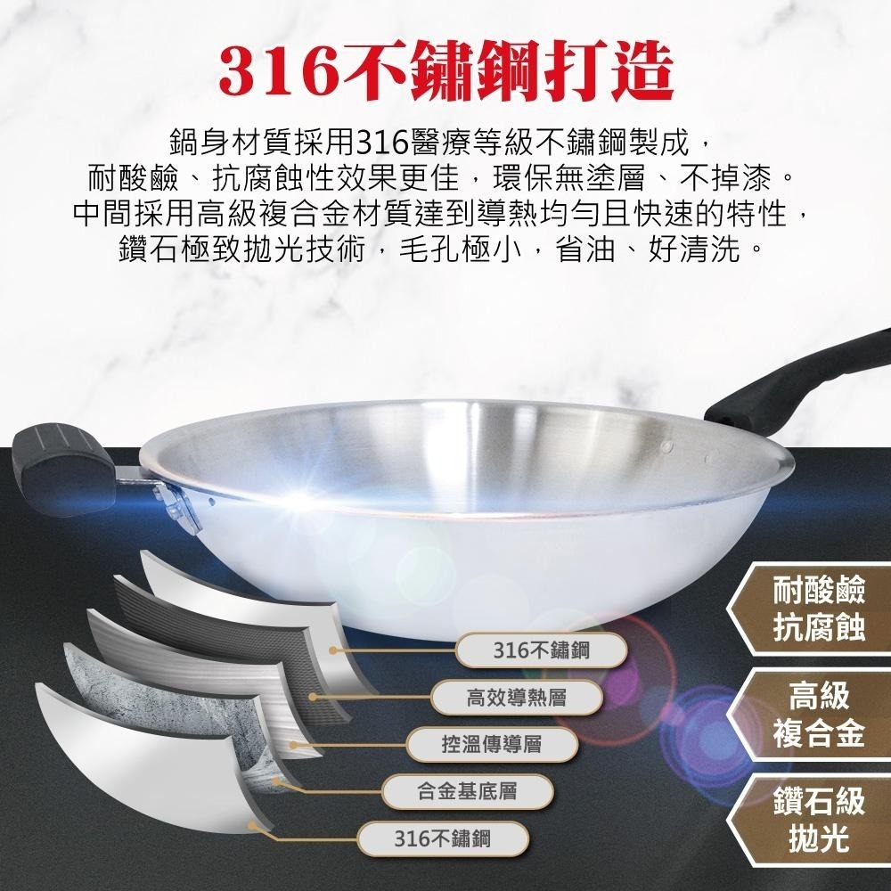 【SILWA西華】極光PLUS316不鏽鋼炒鍋36cm-細節圖4