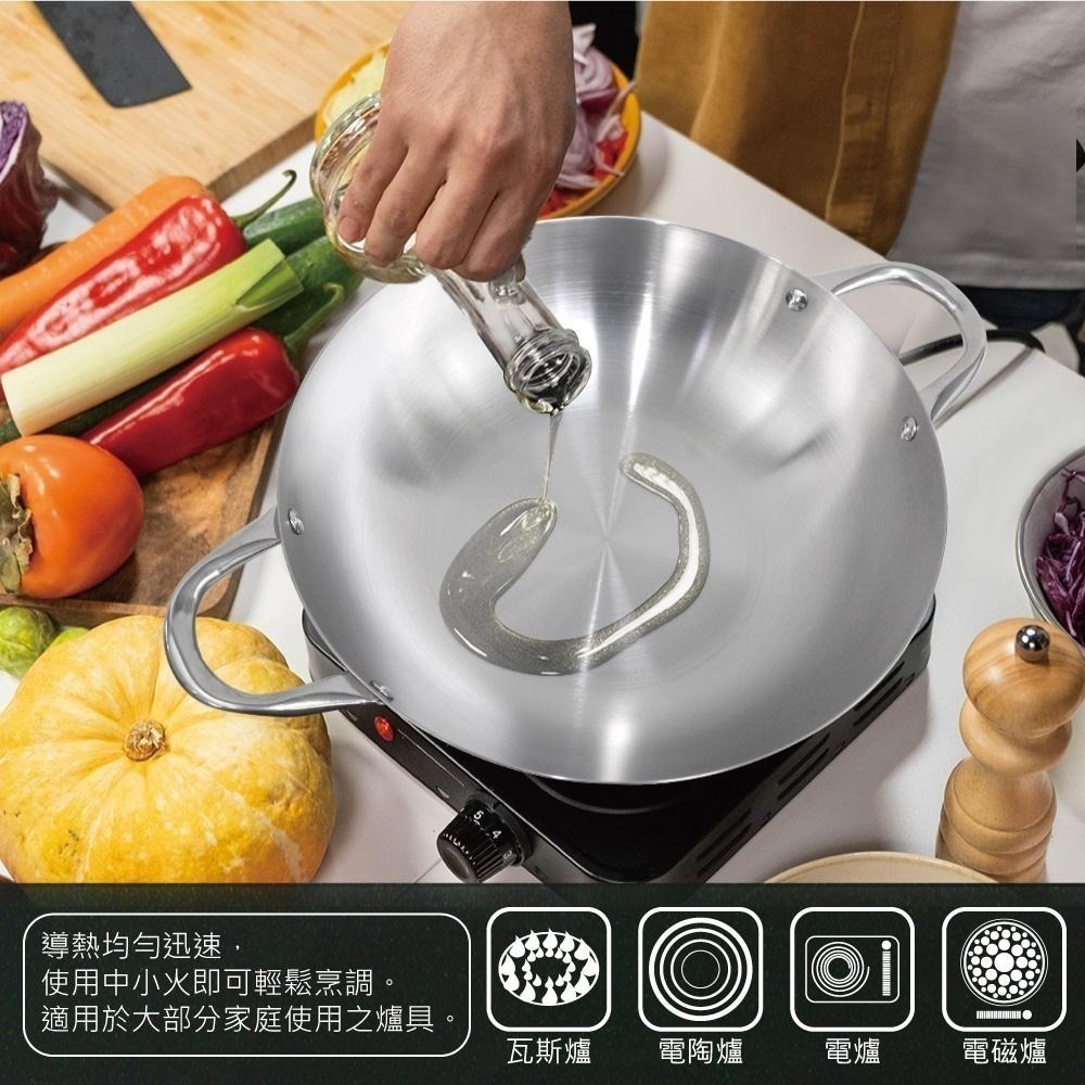 【SILWA 西華】厚釜不鏽鋼湯炒鍋30cm-含蓋-細節圖4