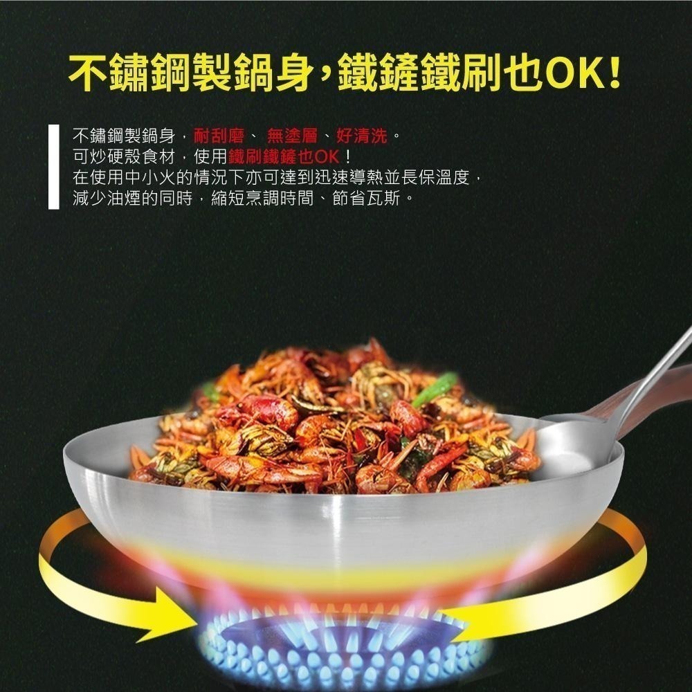 【SILWA 西華】厚釜不鏽鋼平湯雙鍋組（平底鍋30cm無蓋＋湯炒鍋30cm含蓋）-細節圖3