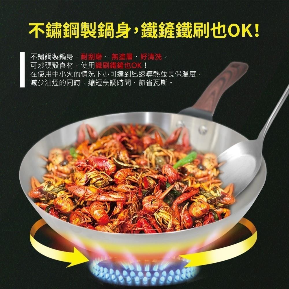 【SILWA 西華】厚釜不鏽鋼炒鍋30cm-含蓋-細節圖4