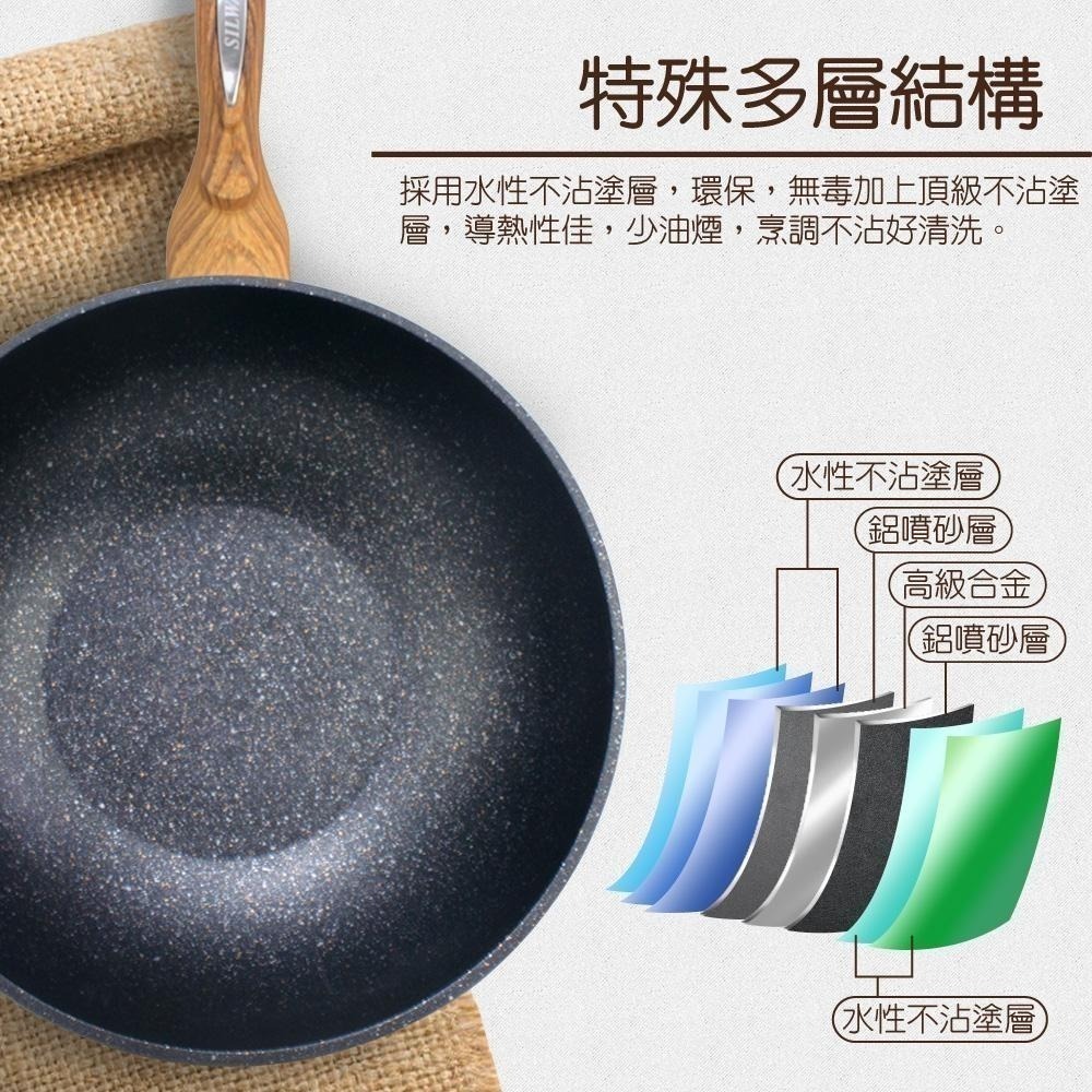 【SILWA 西華】麥飯石不沾炒鍋30cm(含蓋)-細節圖4