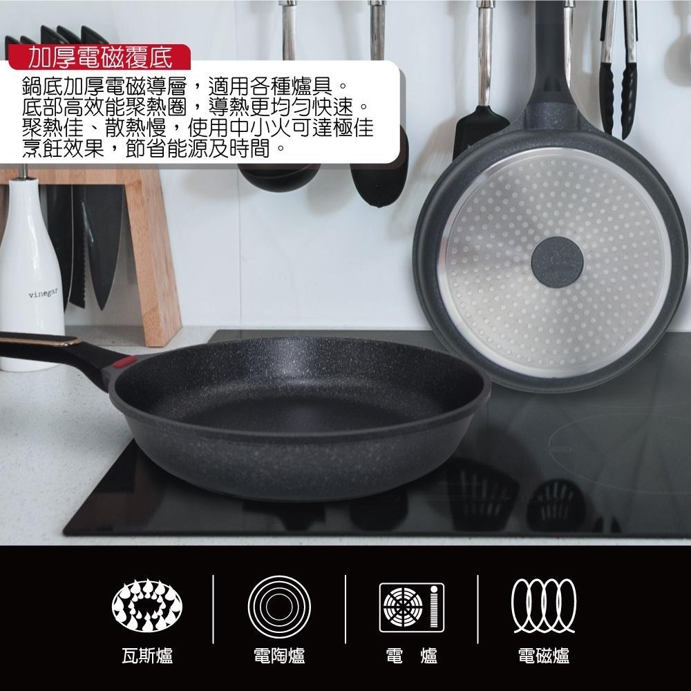 【SILWA 西華】曜黑不沾平底鍋28cm(無蓋)-細節圖7