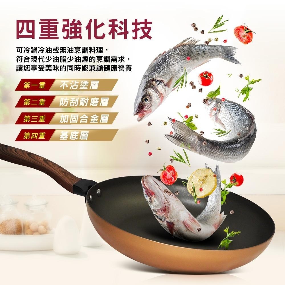 【SILWA 西華】繽紛金不沾平底鍋30cm (無蓋)-細節圖3