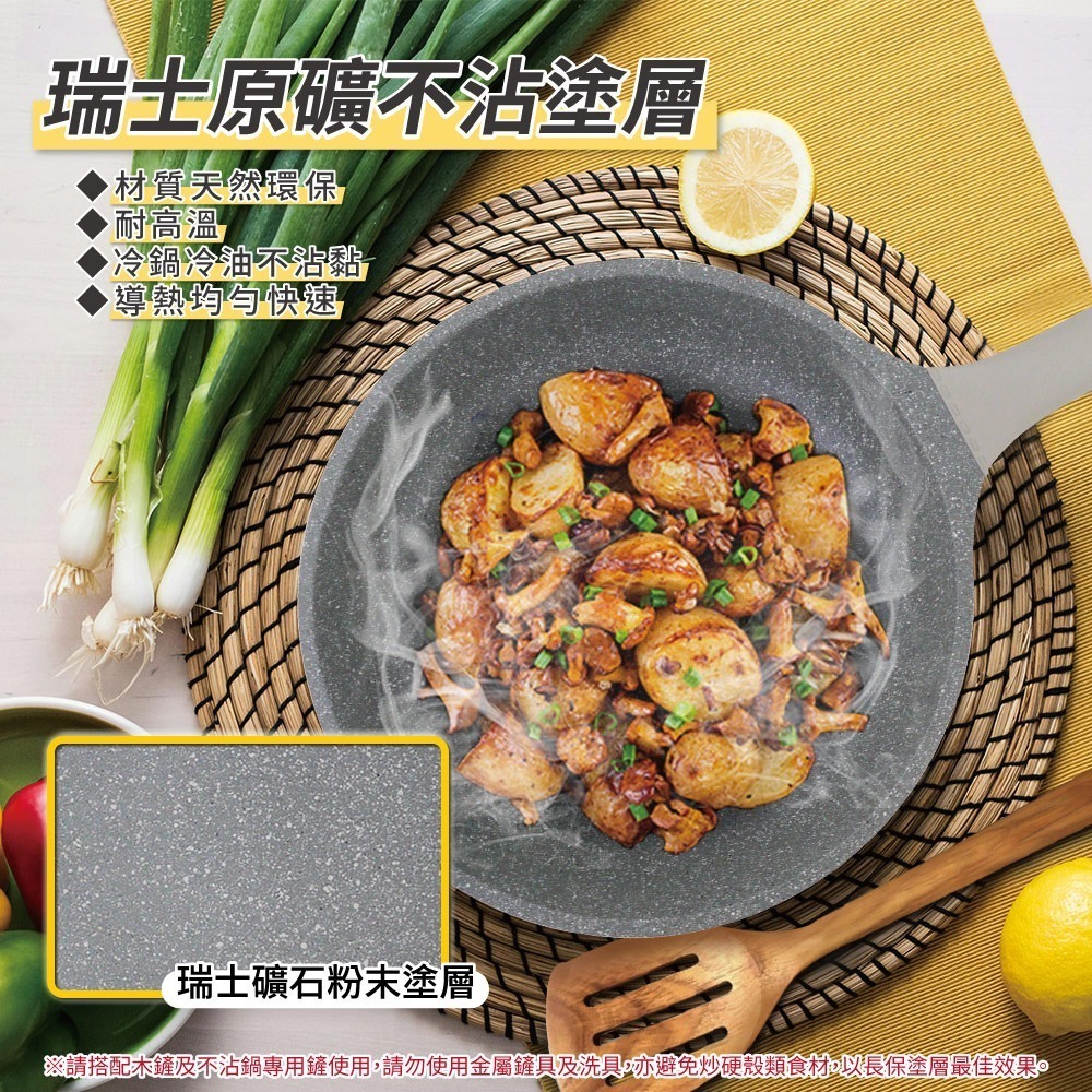 【SILWA 西華】阿爾卑斯灰岩不沾平底鍋28cm(無蓋)-細節圖3
