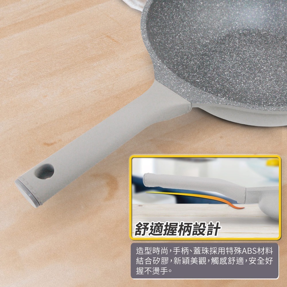 【SILWA 西華】阿爾卑斯灰岩不沾平底鍋28cm(無蓋)-細節圖6