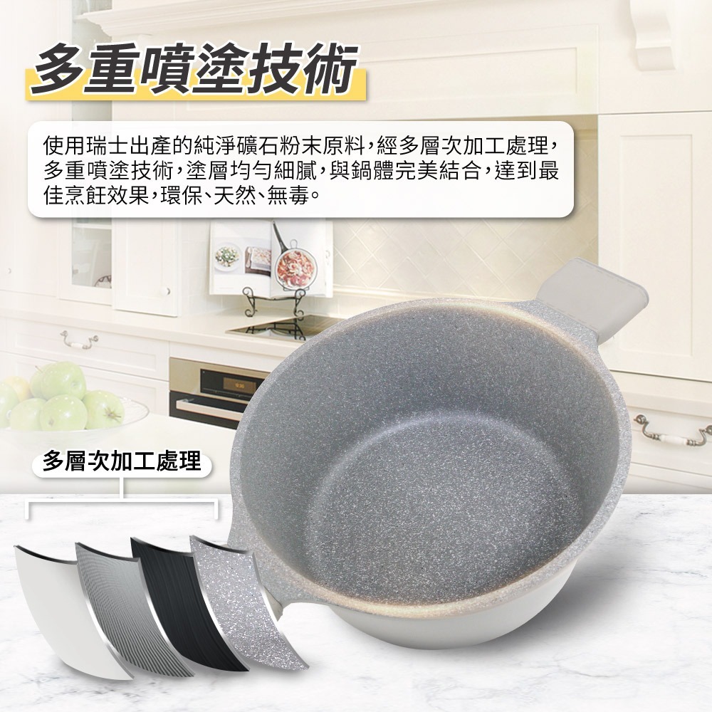【SILWA 西華】阿爾卑斯灰岩不沾湯鍋24cm(含蓋)-細節圖4