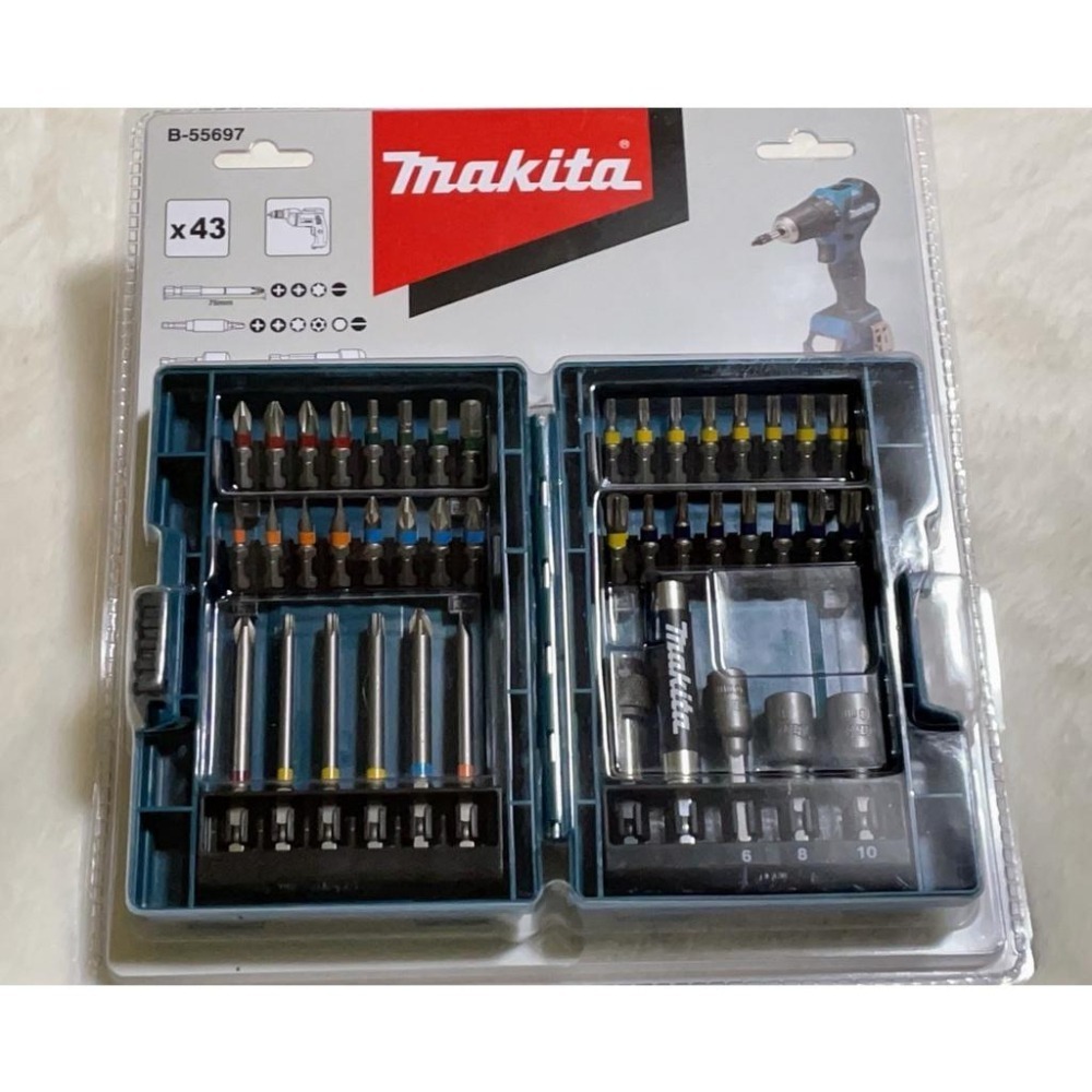 [現貨]Makita 牧田 彩色批頭組 起子頭組 電動工具配件 43件組 六角頭 B-55697-細節圖3