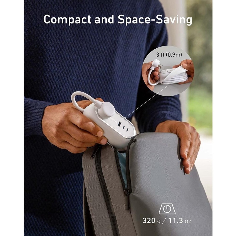 [現貨]Anker GanPrime 65W Charging Station 615 5合1延長線 充電器 旅行延長線-細節圖5