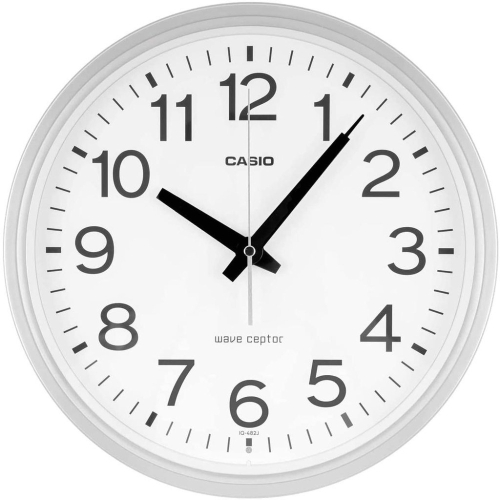 [現貨] CASIO 卡西歐電波掛鐘 自動對時 秒針停止功能明暗感應 電波鐘 30.5公分 銀色 黑色