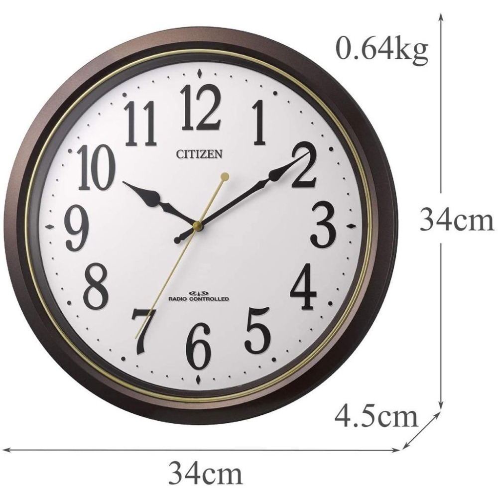 [現貨]CITIZEN 星辰 Rhythm 麗聲 電波掛鐘 自動對時 防風 電波鐘 靜音秒針 34cm-細節圖4