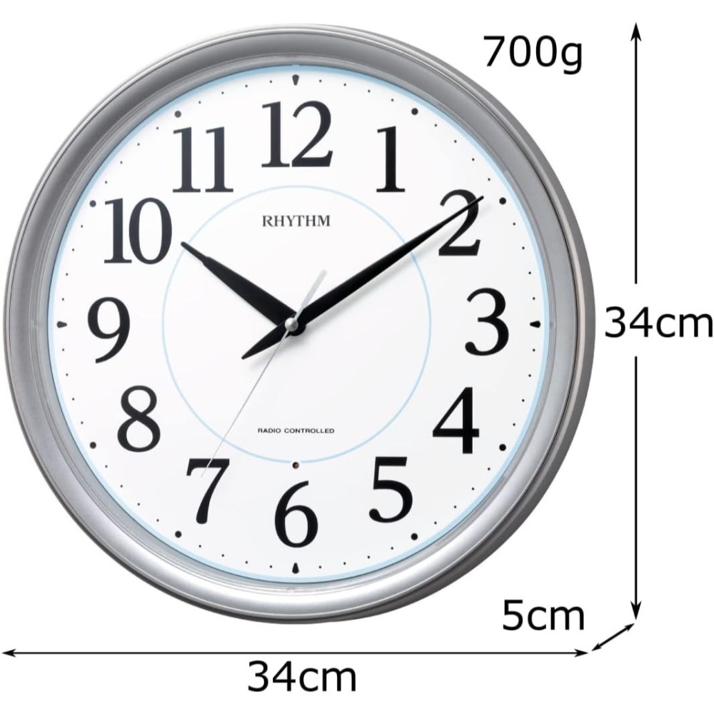 [現貨]CITIZEN 星辰 Rhythm 麗聲 電波掛鐘 自動對時 防風 電波鐘 靜音秒針 34cm-細節圖6