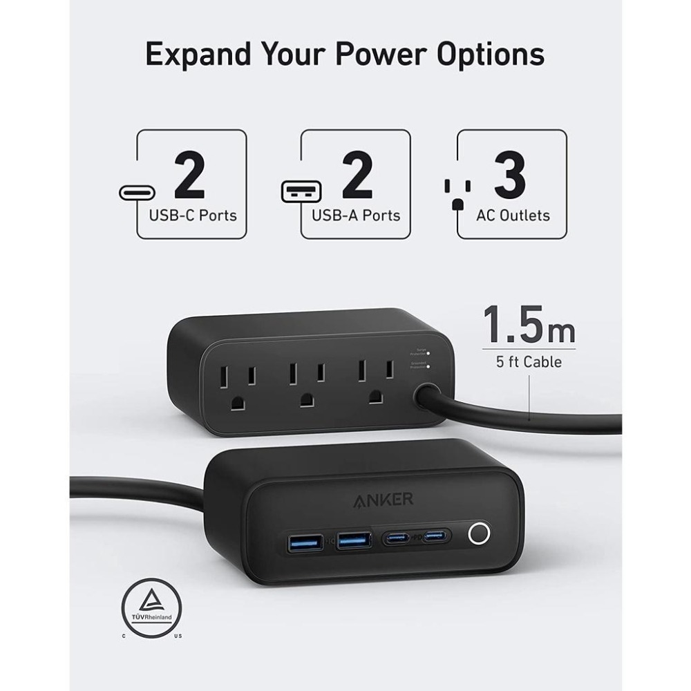 [現貨]Anker 525 Charging Station 7合1 65W 100W USB-C充電延長線 1.5米-細節圖10
