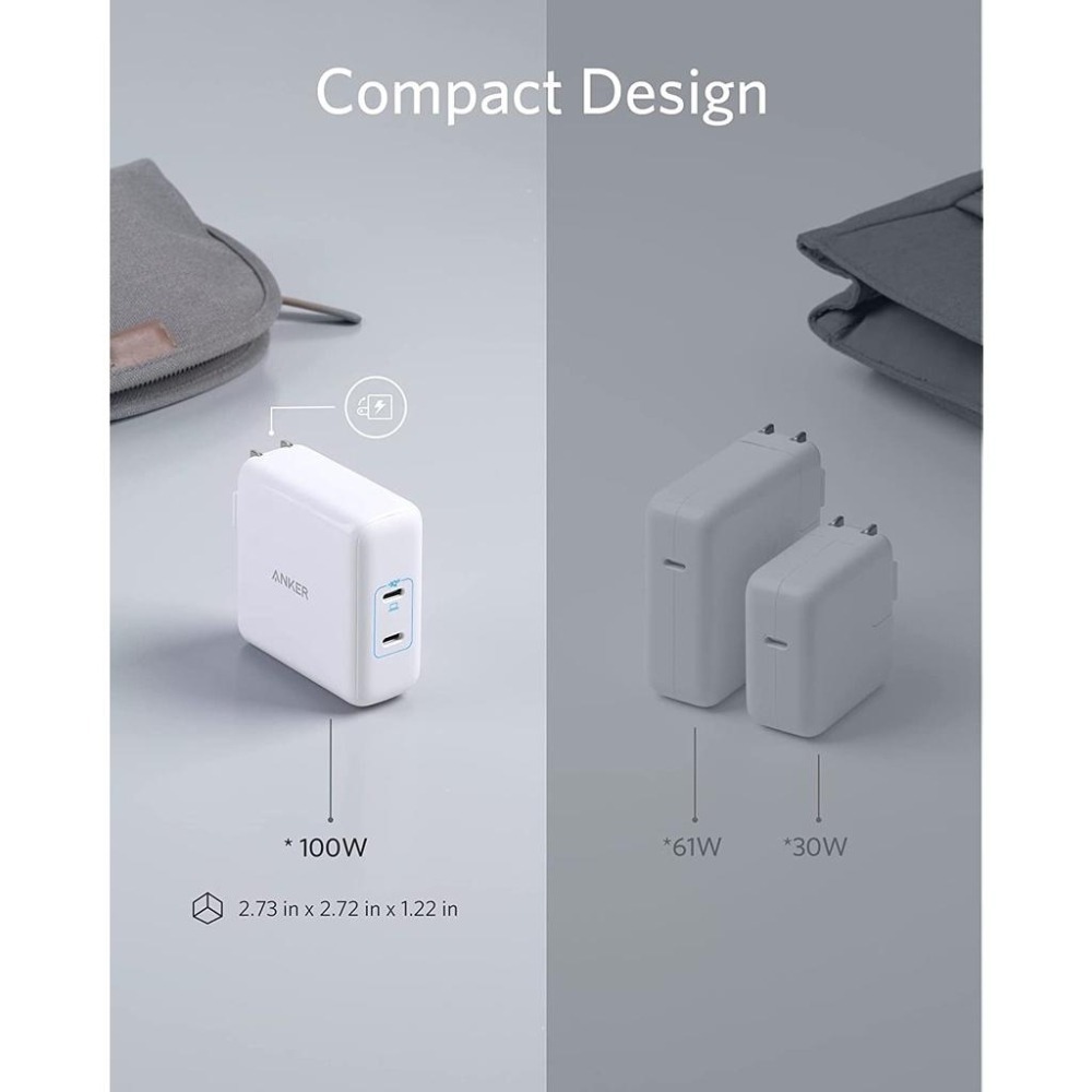 [現貨]Anker PowerPort III 2-Port 100W 充電器 PIQ 3.0 筆記型電腦 適用-細節圖2
