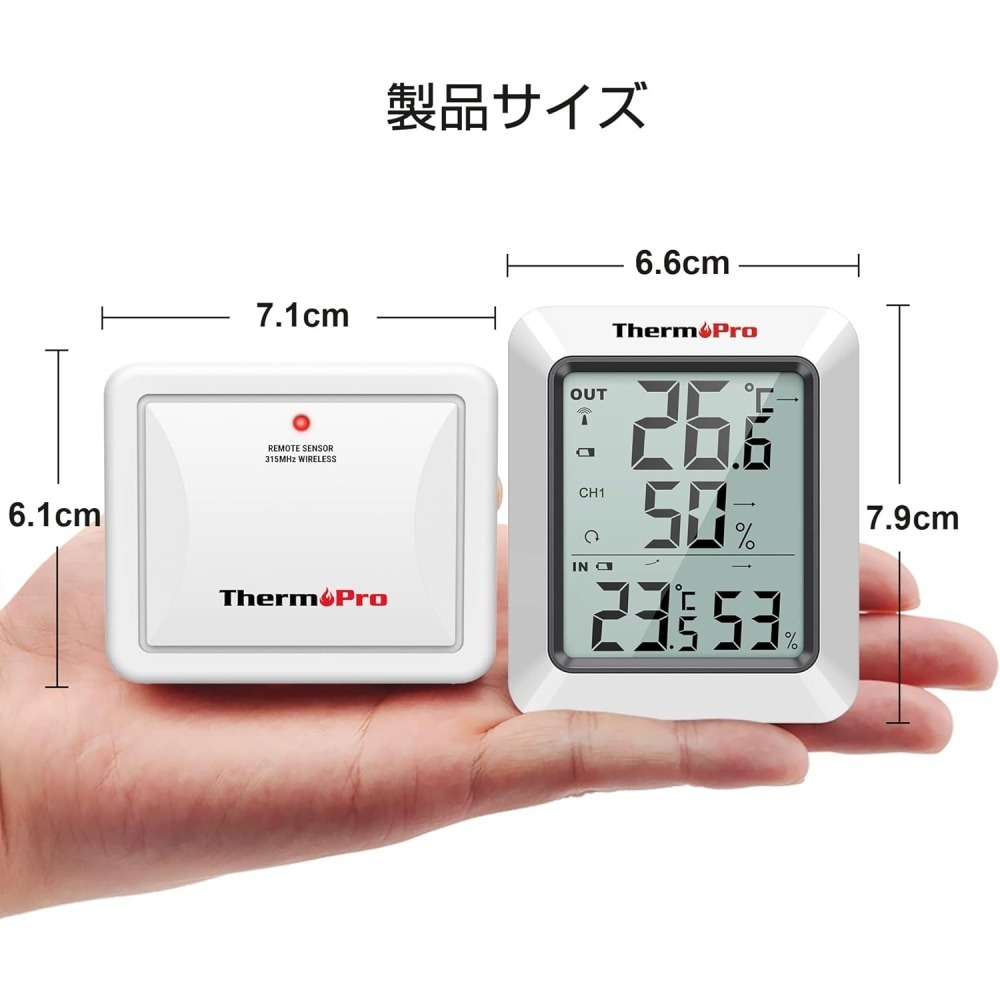[現貨]日本原裝 ThermoPro 數位式 室內 室外 溫度 濕度感應計 室內外共用 TP-60S-細節圖2