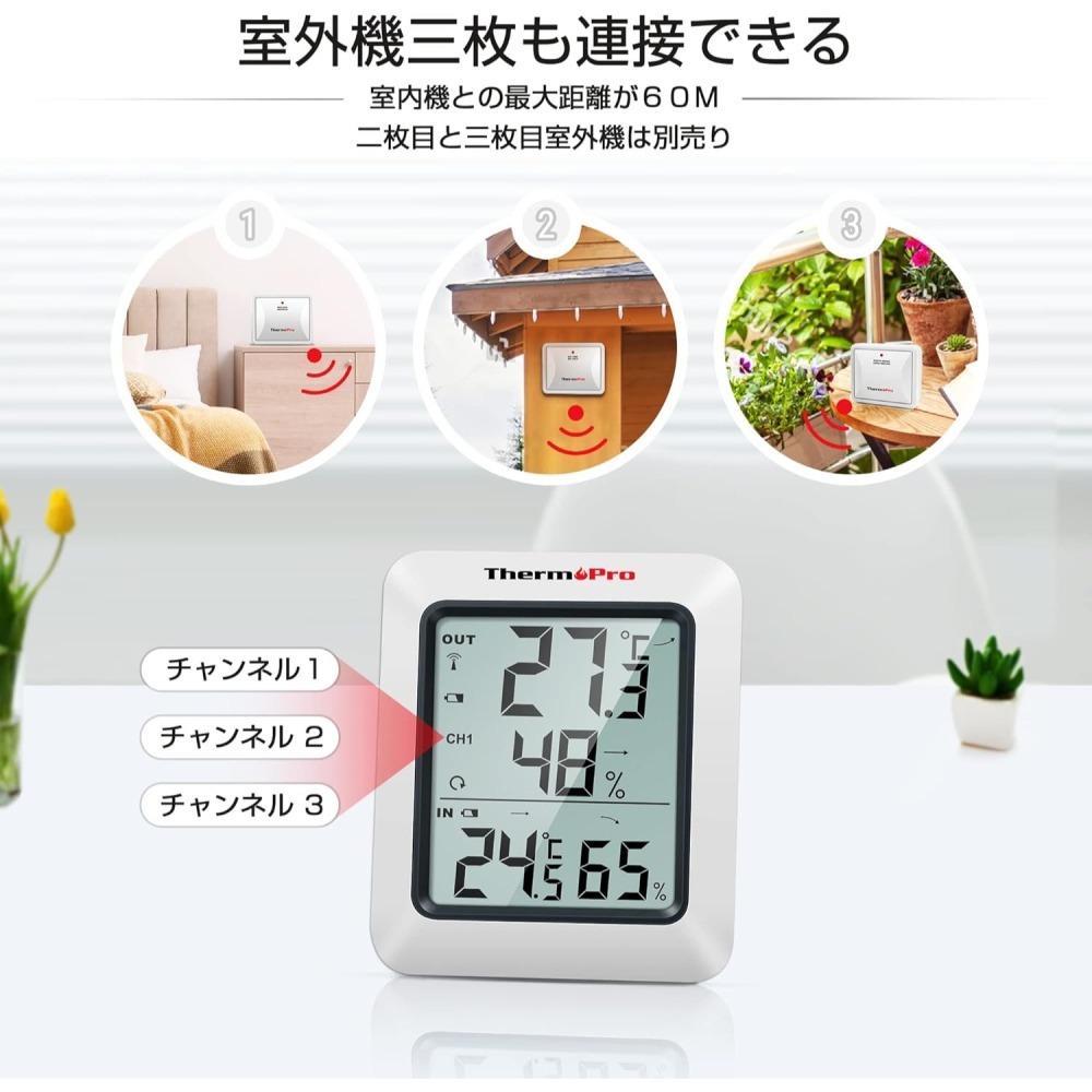 [現貨]日本原裝 ThermoPro 數位式 室內 室外 溫度 濕度感應計 室內外共用 TP-60S-細節圖5