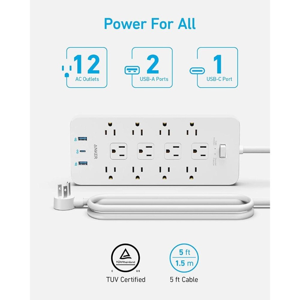 [現貨] Anker 351 Power Strip with PD  延長線12孔 PD快充 USB充電器 充電頭-細節圖4