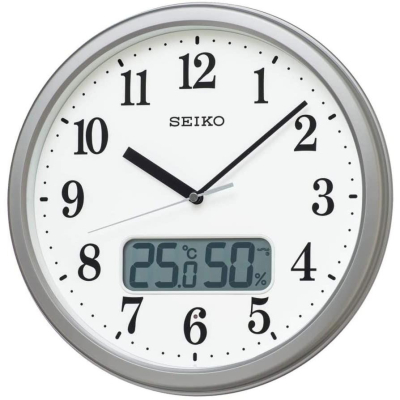 [現貨] SEIKO 精工電波掛鐘 自動對時 秒針停止功能明暗感應 溫度顯示 濕度顯示 電波鐘 31公分