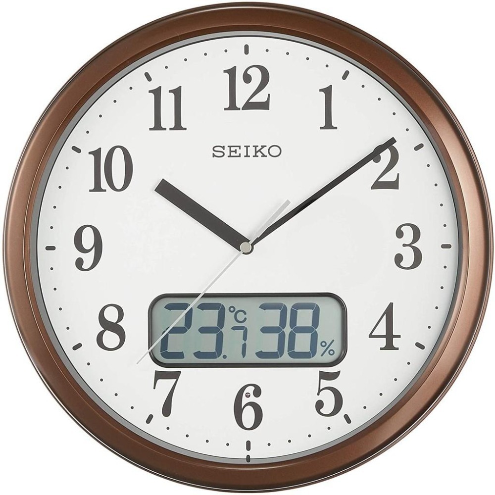 [現貨] SEIKO 精工電波掛鐘 自動對時 秒針停止功能明暗感應 溫度顯示 濕度顯示 電波鐘  31公分-細節圖2