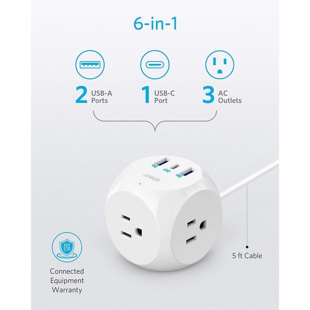 [現貨]Anker PowerExtend USB-C 3 延長線 USB-C充電器 321 Power Strip-細節圖2