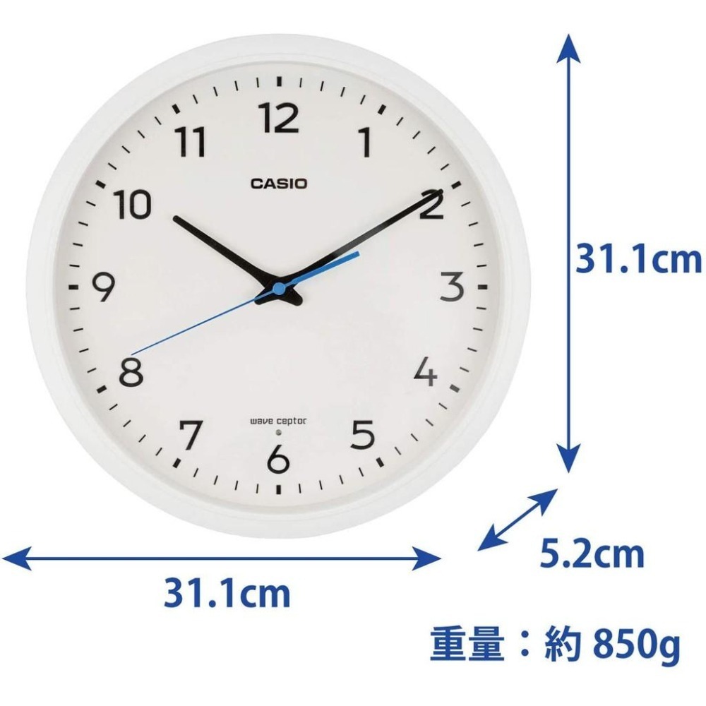 [現貨]CASIO 卡西歐 電波掛鐘 自動對時 秒針停止功能明暗感應 電波鐘 31.1cm-細節圖6