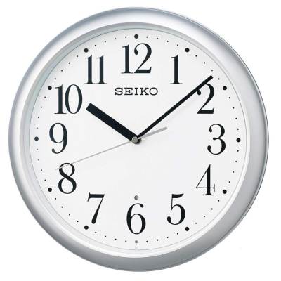 [現貨] SEIKO 精工電波掛鐘 自動對時 秒針停止功能明暗感應 電波鐘 銀色 30.5公分