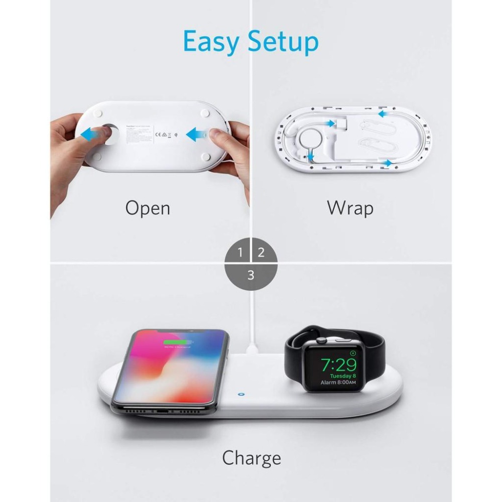 [現貨]Anker PowerWave+ Pad 含Apple Watch支架 Qi認證 二合一無線充電版-細節圖2