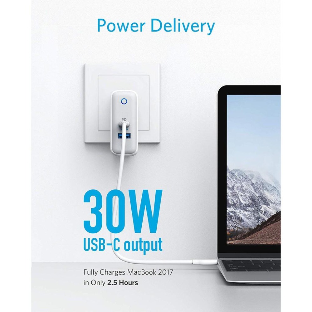 [現貨]Anker PowerPort II 附USB C to USB線材 49.5W壁式充電器 可折疊式插頭-細節圖4