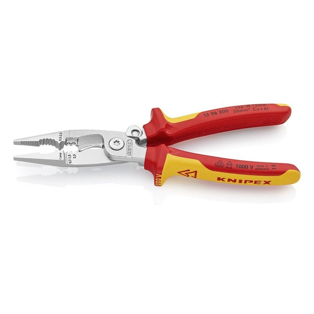 [現貨] 德國進口 KNIPEX 13 96 200 頂級工具 多功能鍍鉻剝線鉗 尖嘴鉗-細節圖2