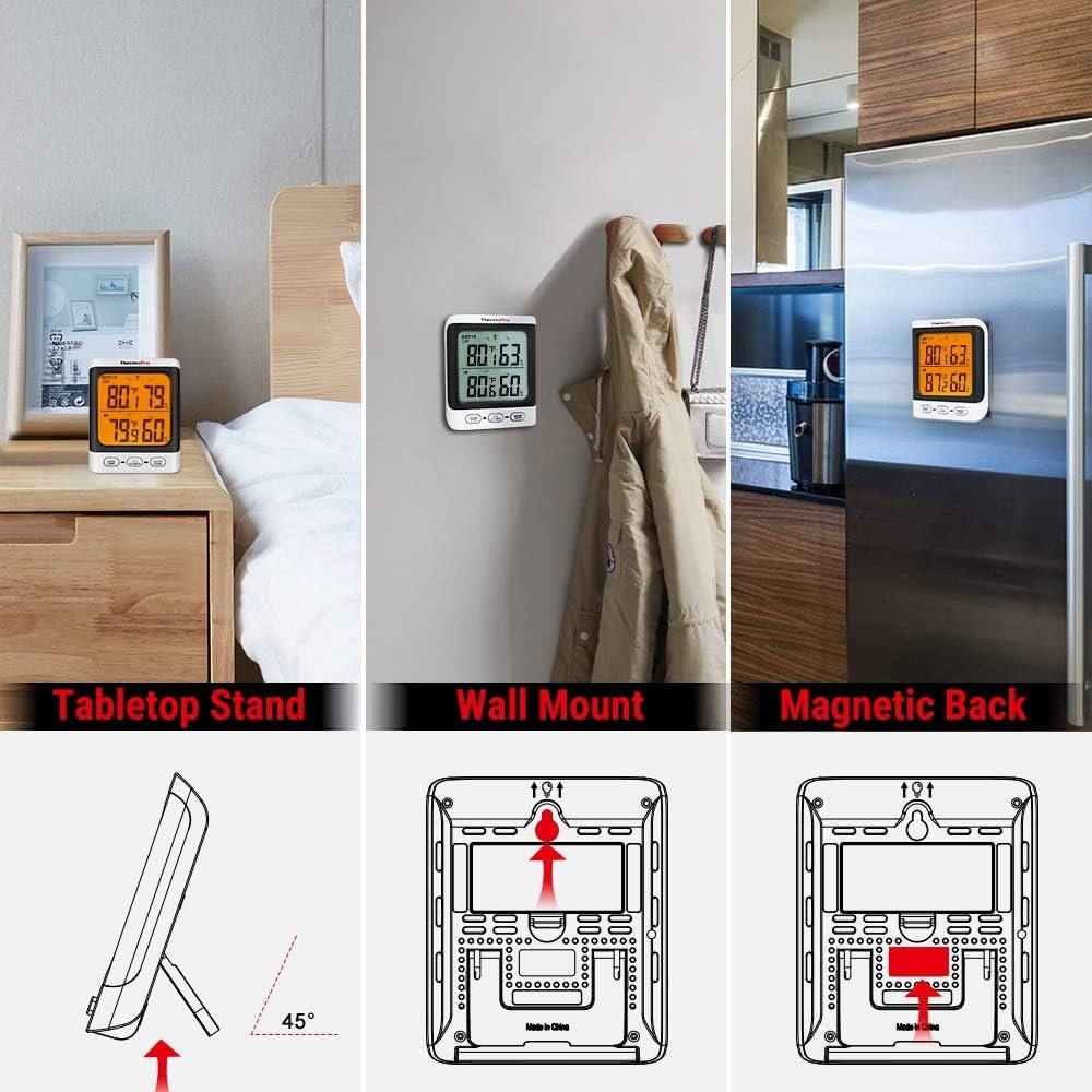[現貨] ThermoPro 數位式 室內 室外 溫度 濕度感應計 室內外共用 背光照明 攝氏華氏溫度切換 TP-62-細節圖2