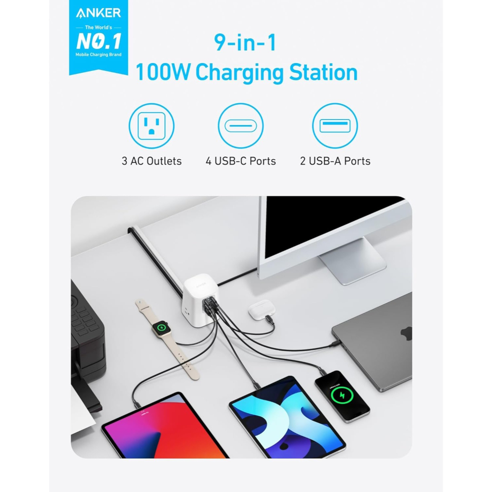 [現貨]Anker  Charging Station 9合1  100W USB-C充電延長線 1.5米-細節圖7