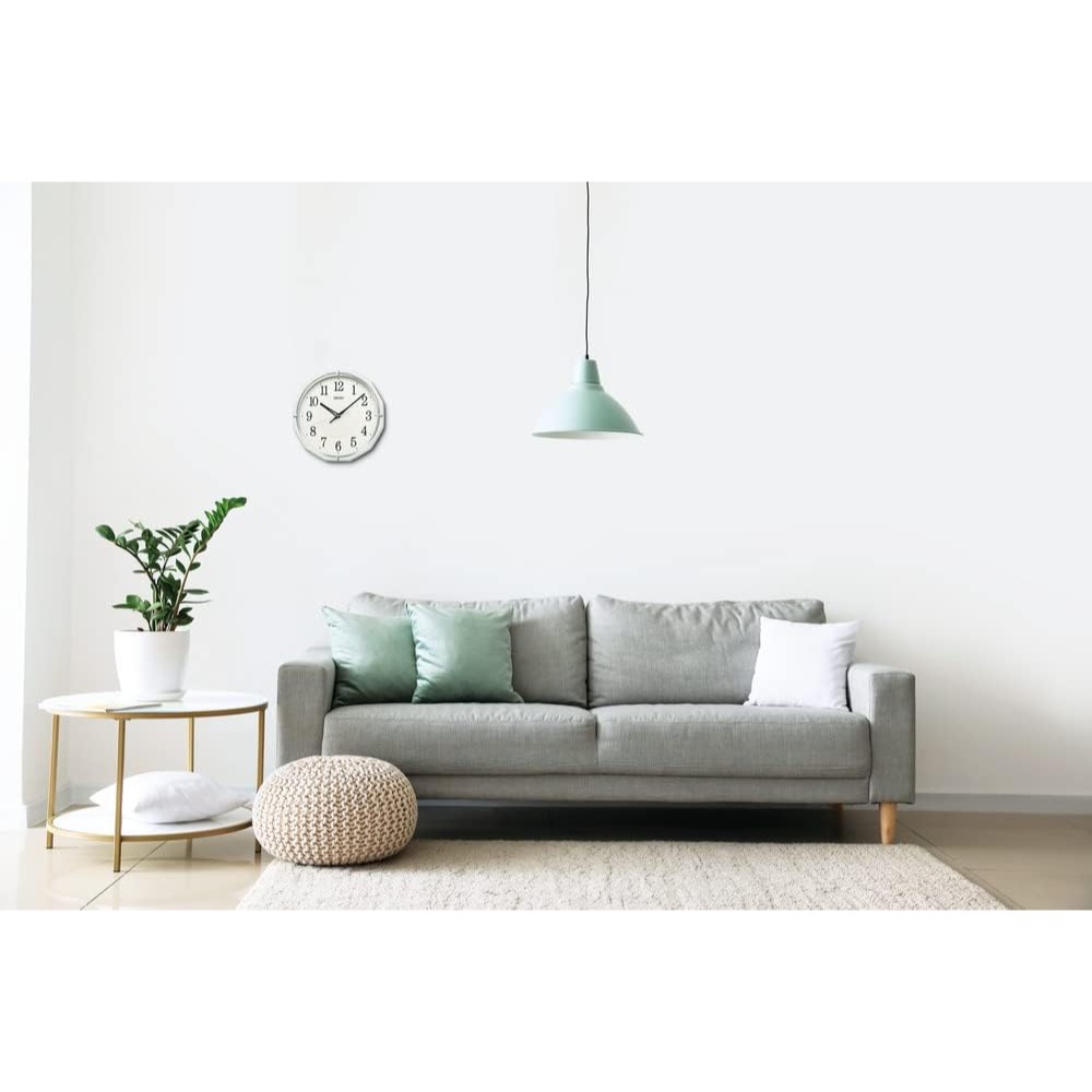 [現貨] SEIKO 精工電波掛鐘 自動對時 秒針停止功能明暗感應 電波鐘 12角形 珍珠白 棕色 30.5公分-細節圖6