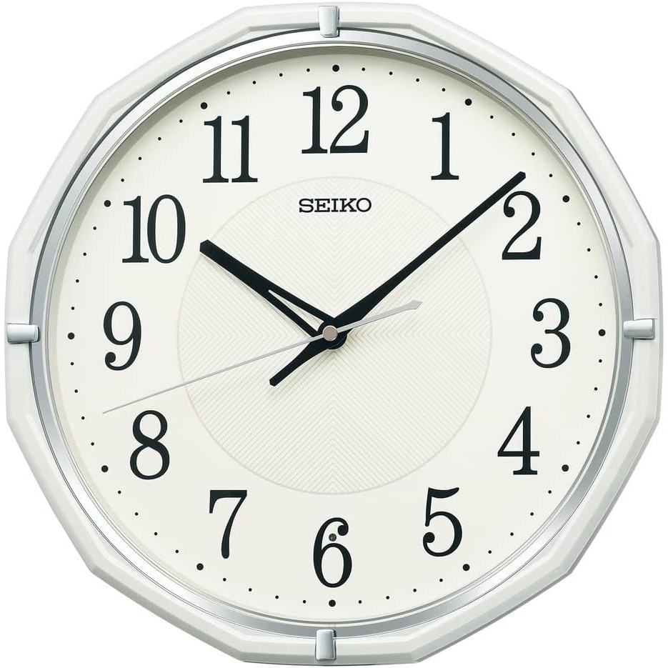 [現貨] SEIKO 精工電波掛鐘 自動對時 秒針停止功能明暗感應 電波鐘 12角形 珍珠白 棕色 30.5公分-規格圖6