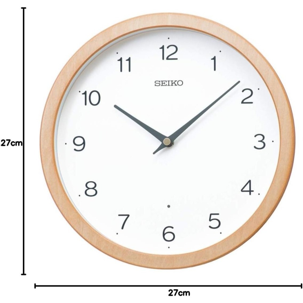 [現貨] SEIKO 精工電波掛鐘 自動對時 秒針停止功能明暗感應 電波鐘 木質邊框 無秒針 靜音時鐘 27公分-細節圖2