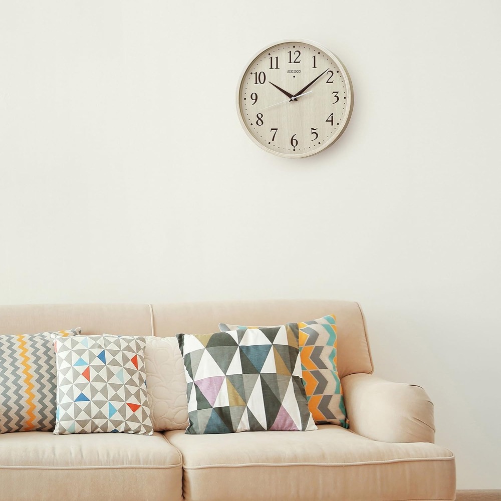 [現貨] SEIKO 精工電波掛鐘 自動對時 秒針停止功能明暗感應 電波鐘 仿木紋 象牙色 棕色 30公分-細節圖6