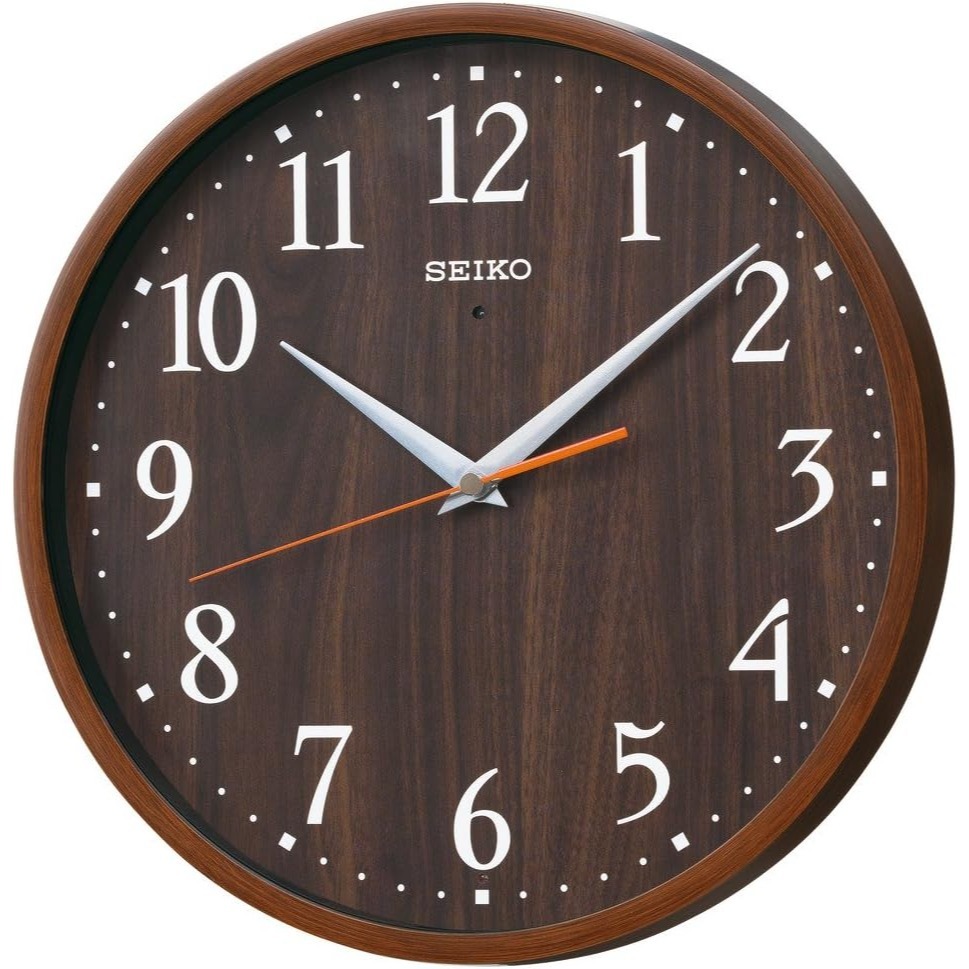 [現貨] SEIKO 精工電波掛鐘 自動對時 秒針停止功能明暗感應 電波鐘 仿木紋 象牙色 棕色 30公分-規格圖6