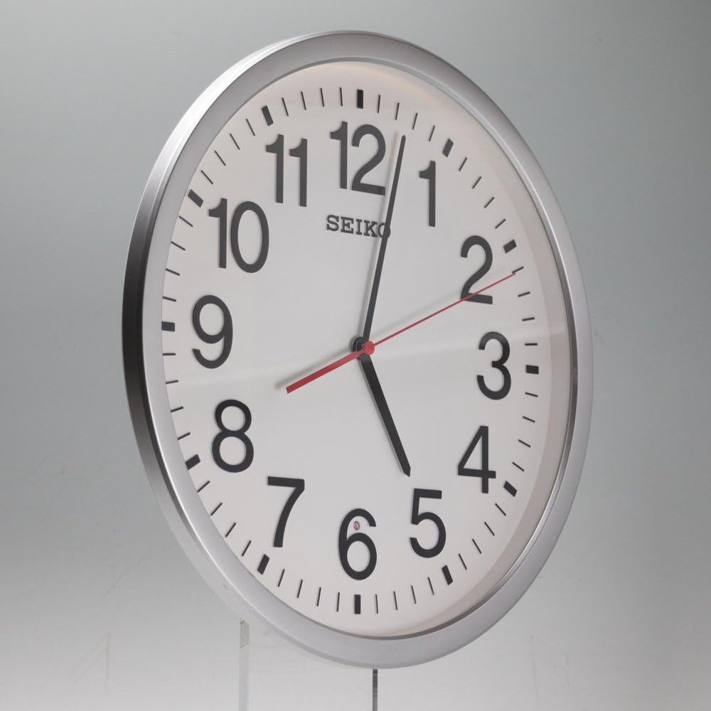 [現貨] SEIKO 精工電波掛鐘 自動對時 秒針停止功能明暗感應 電波鐘  銀色 36公分-細節圖2