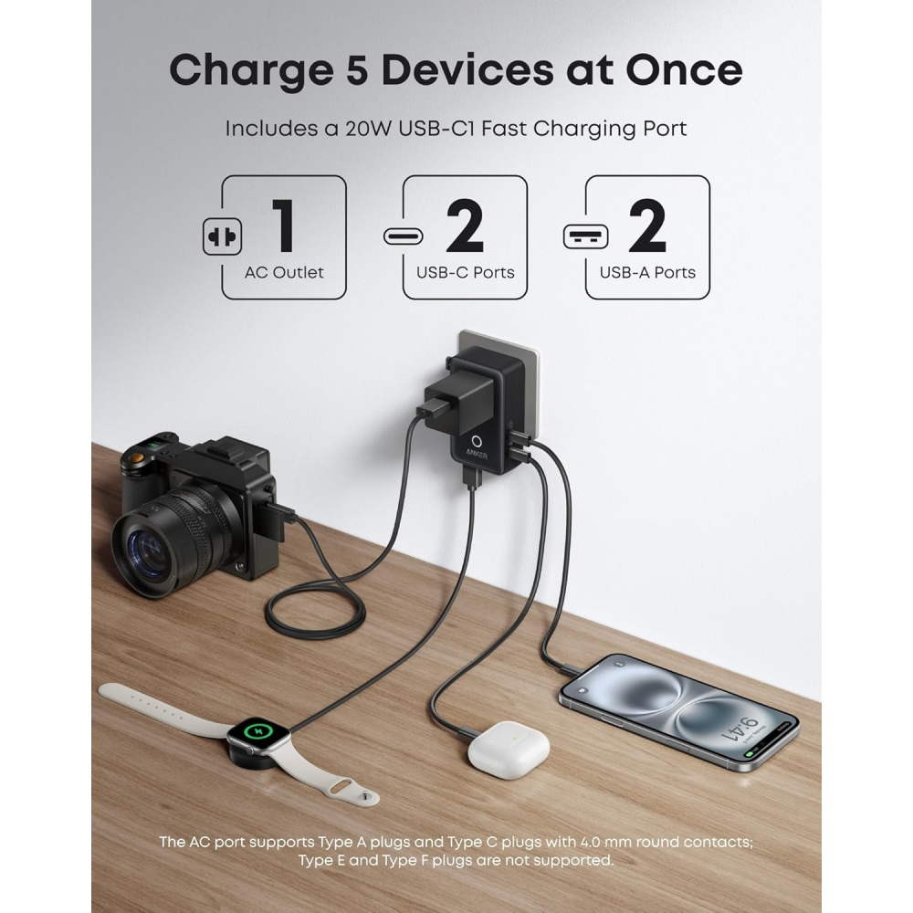[現貨]Anker Nano Travel Adapter 旅行用充電器 適用各國插頭 多功能旅行充電器-細節圖3