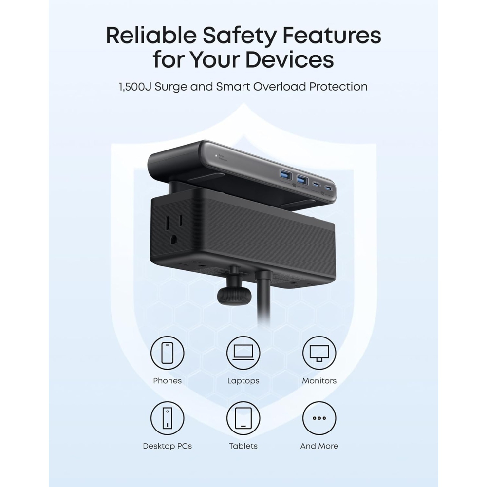 [現貨] Anker Nano Power Strip 桌面夾式 桌面整理延長線 PD快充 USB充電器 10 in 1-細節圖6