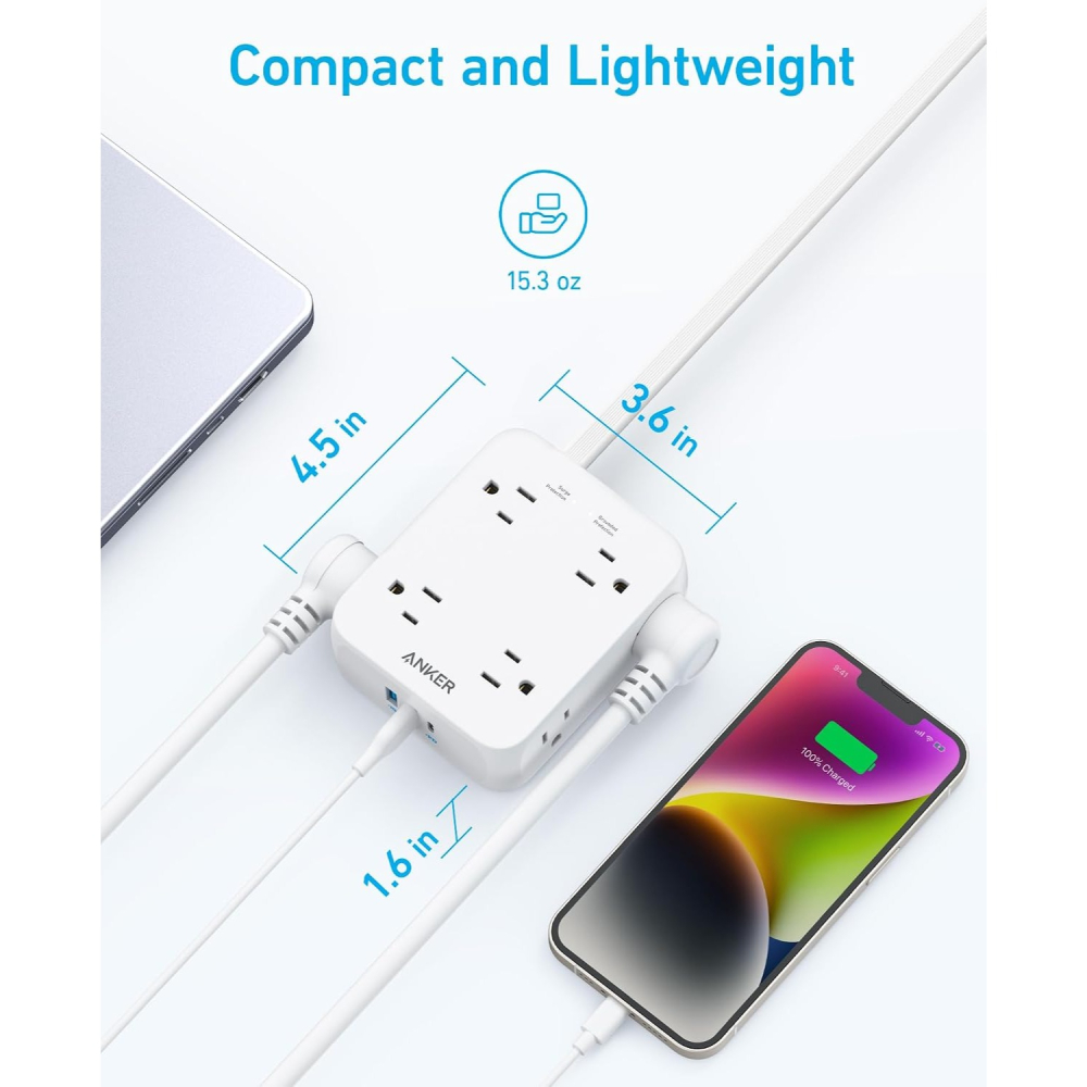 [現貨]Anker Power Strip 延長線 PD快充 USB充電器 20W輸出 突波保護 8AC 1.5米-細節圖8