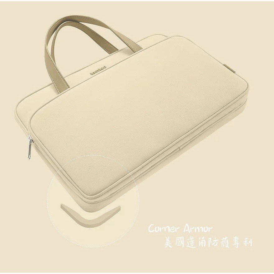 「THINK2」Tomtoc 時尚日記 暖柔沙 電腦包 適用 MacBook Pro / Air 13/14 吋-細節圖3