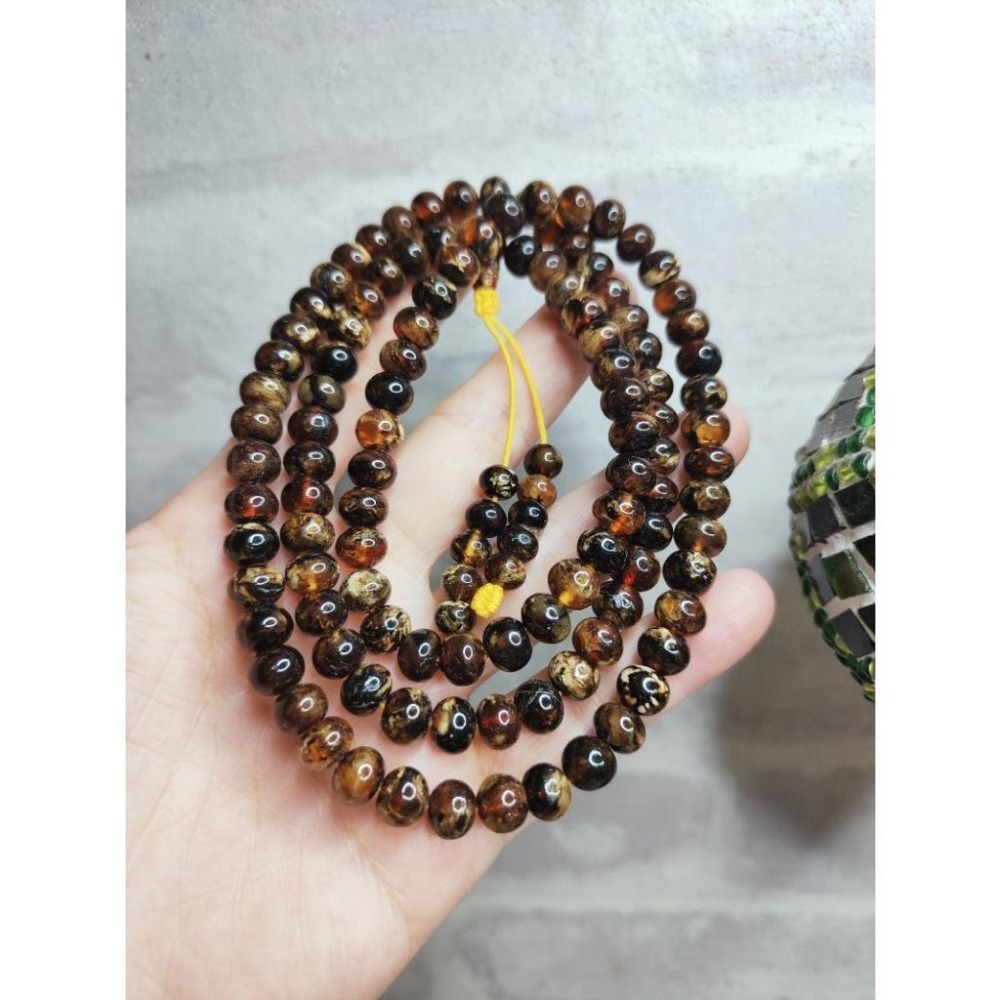 (現貨) 🧧天然西露天撫順琥珀8+mm撫順花珀108 收藏等級撫順花珀項鍊 多圈手串 非二代 非塑料 非壓制-細節圖3