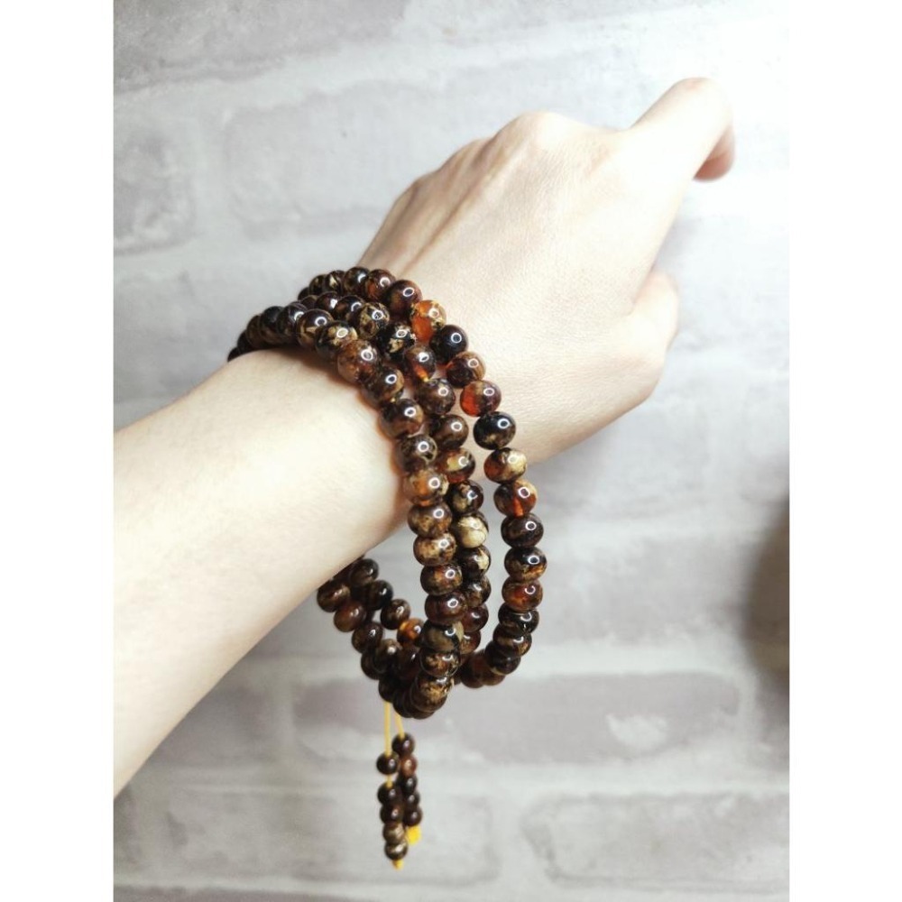 (現貨) 🧧天然西露天撫順琥珀8+mm撫順花珀108 收藏等級撫順花珀項鍊 多圈手串 非二代 非塑料 非壓制-細節圖5