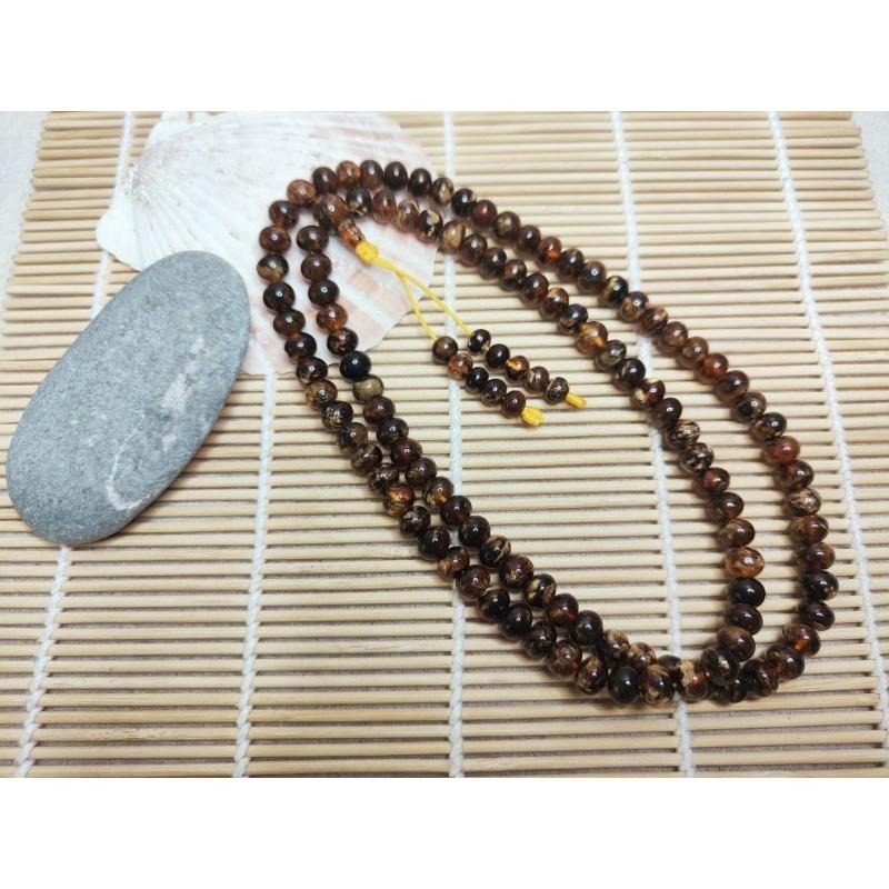 (現貨) 🧧天然西露天撫順琥珀8+mm撫順花珀108 收藏等級撫順花珀項鍊 多圈手串 非二代 非塑料 非壓制-細節圖6