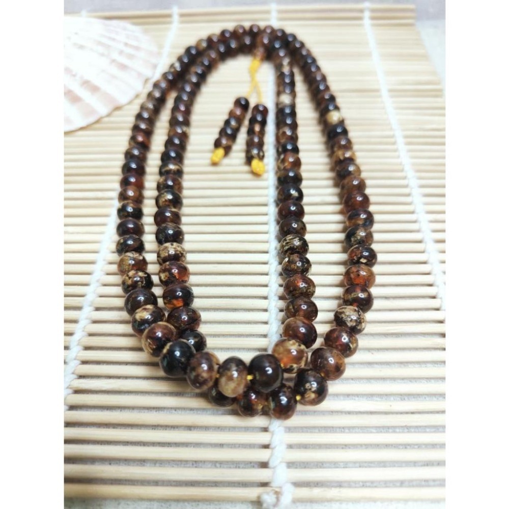 (現貨) 🧧天然西露天撫順琥珀8+mm撫順花珀108 收藏等級撫順花珀項鍊 多圈手串 非二代 非塑料 非壓制-細節圖7