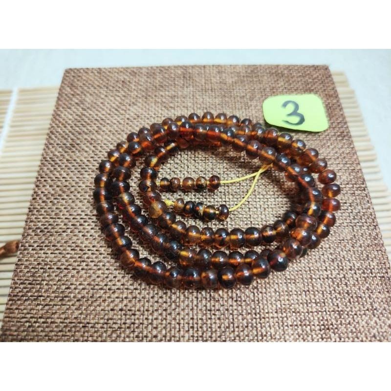 (現貨) 🧧天然西露天撫順琥珀-6+mm撫順血珀108鍊 帶綠膜撫順琥珀多圈手珠手串 非二代 非塑料 非壓制-細節圖6