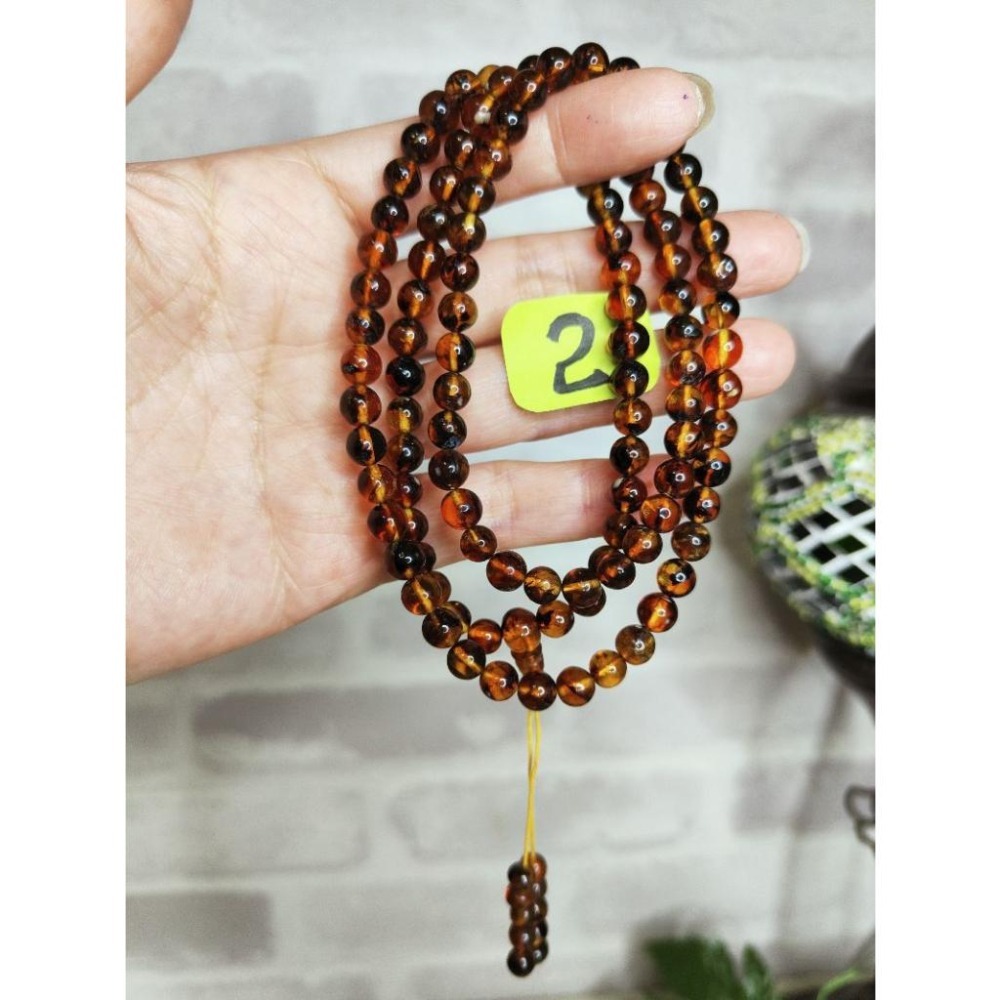 (現貨) 🧧天然西露天撫順琥珀-6+mm撫順血珀108鍊 帶綠膜撫順琥珀多圈手珠手串 非二代 非塑料 非壓制-細節圖9